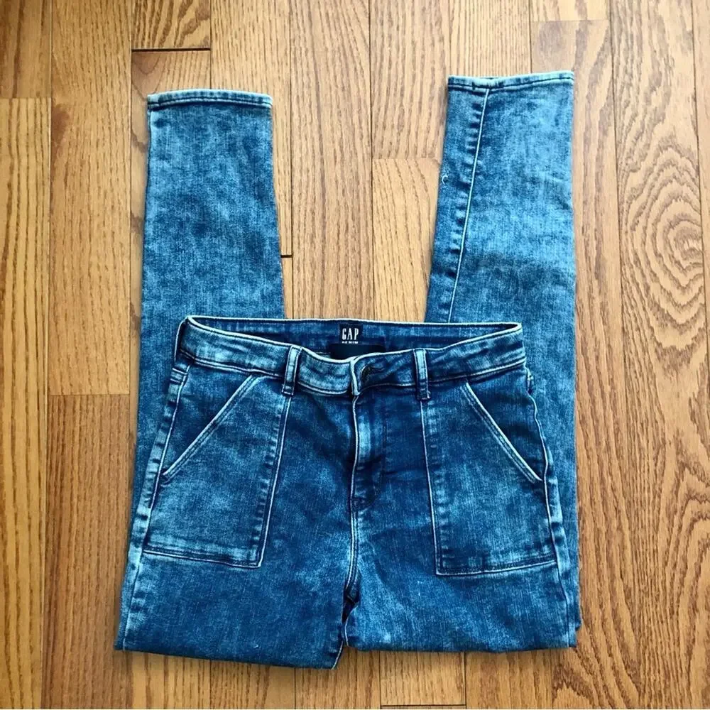 Gap Kids Stretch High Rise Denim Blue Pockets Jegging Girl’s Size 16